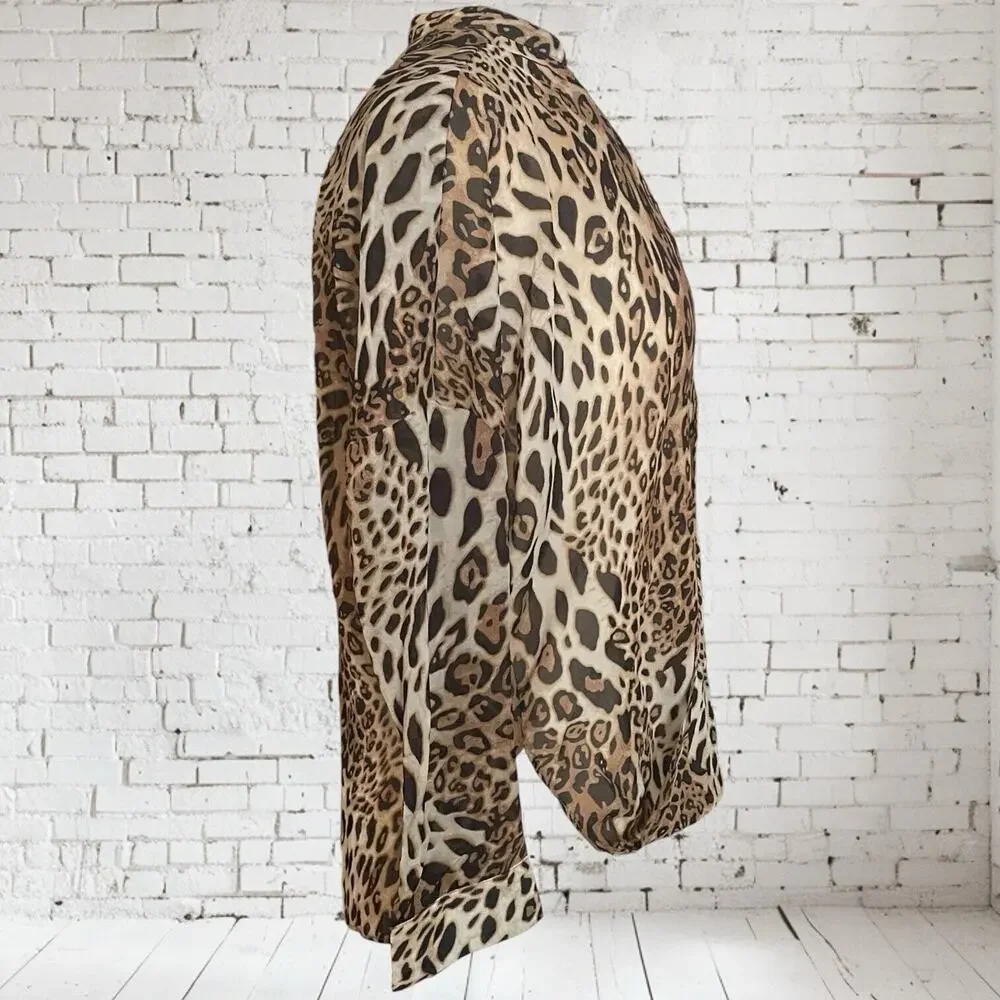Paper Heart Australia Designer Animal Print Wrap Blouse Sz XS/S Long Sleeves - Picture 6 of 9